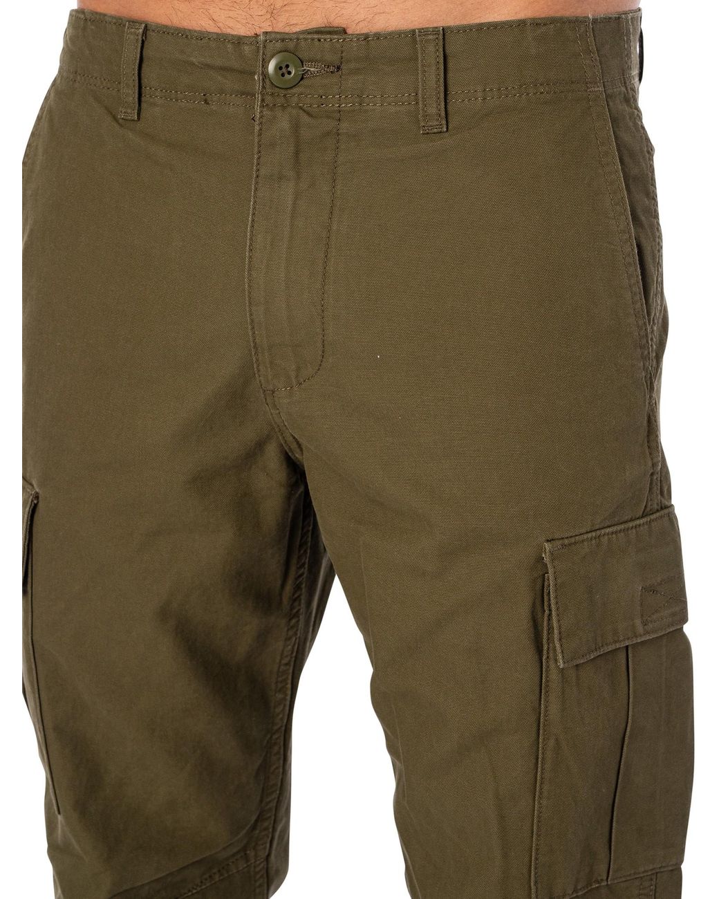 Jack & Jones Green Kane Barkley Loose Cargo Trousers for men