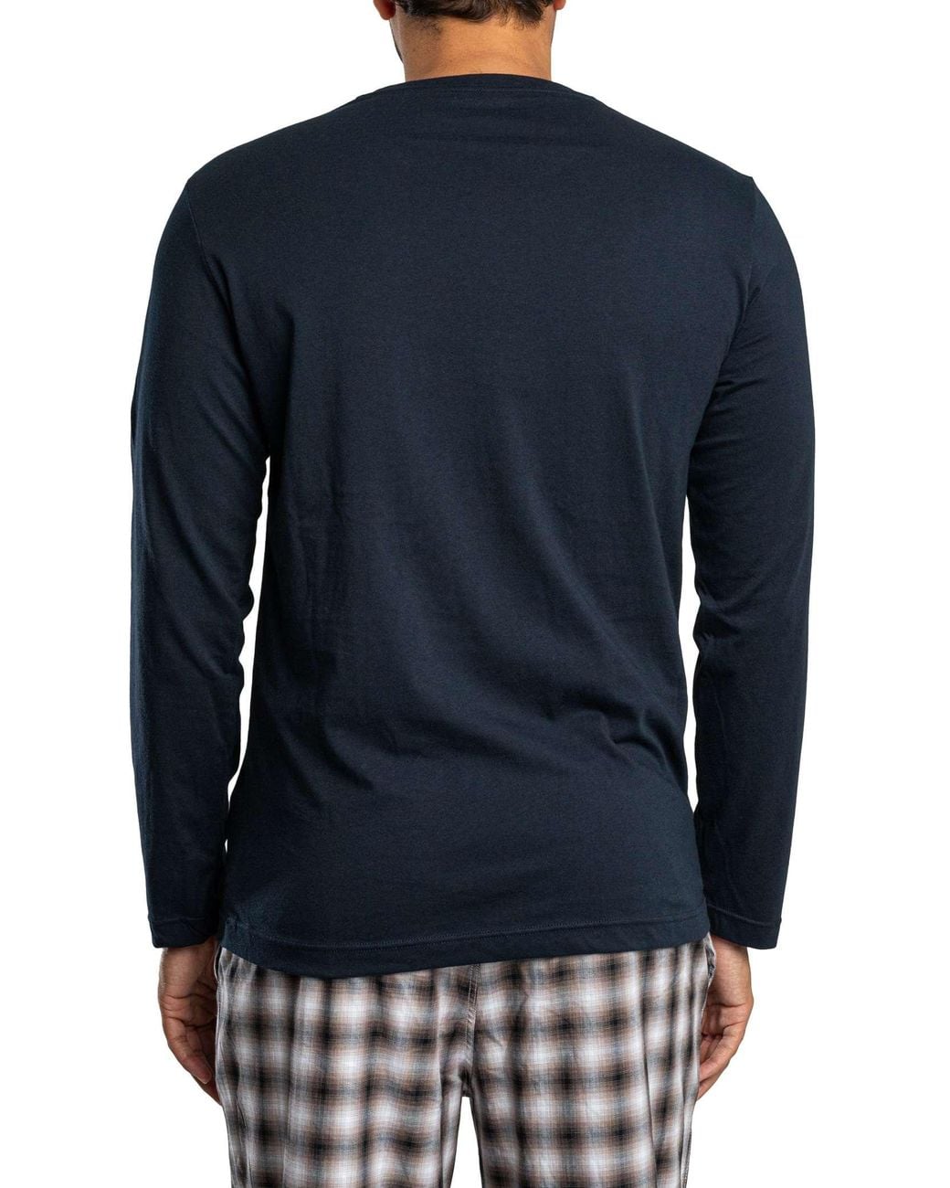 Emporio Armani Blue Big Check Longsleeved Pyjama Set for men