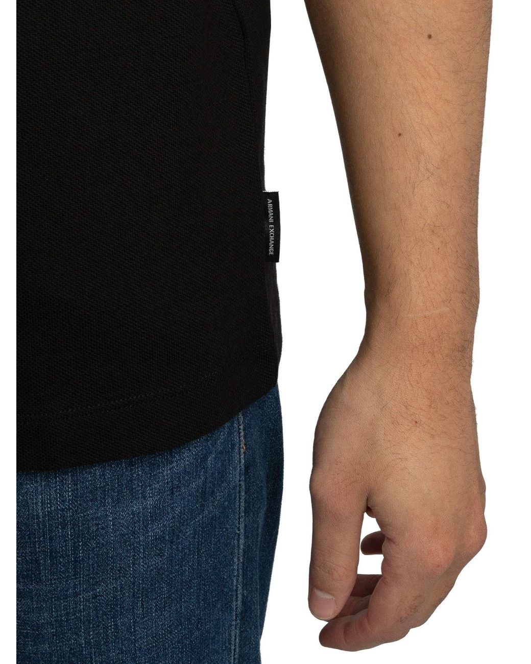 ARMANI EXCHANGE Black Slim Fit Contrast Collar Polo Shirt for men