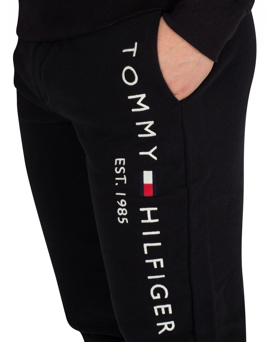 Tommy Hilfiger Jet Black Basic Branded Joggers for Men | Lyst UK