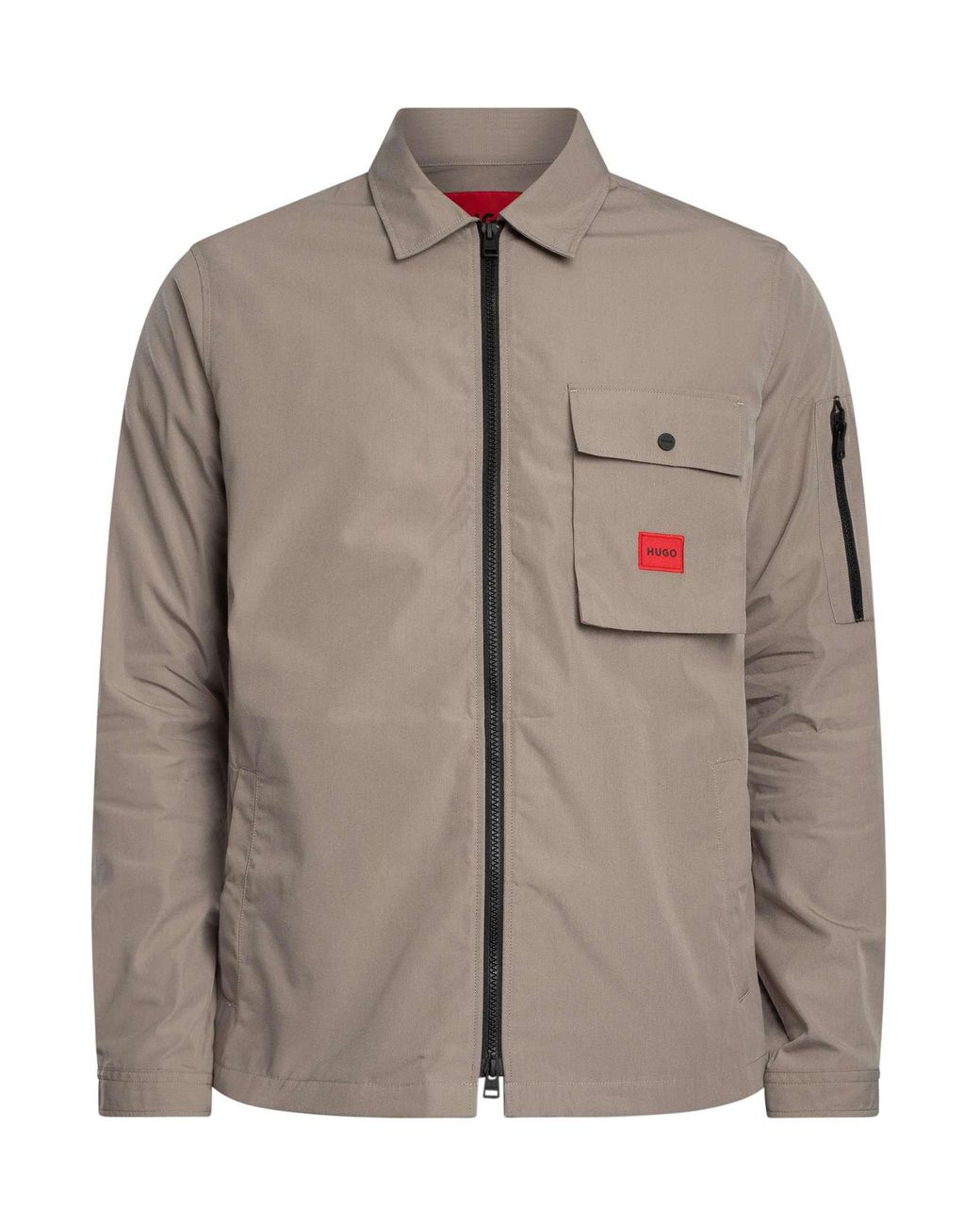 HUGO Gray Emmond Zip Overshirt for men