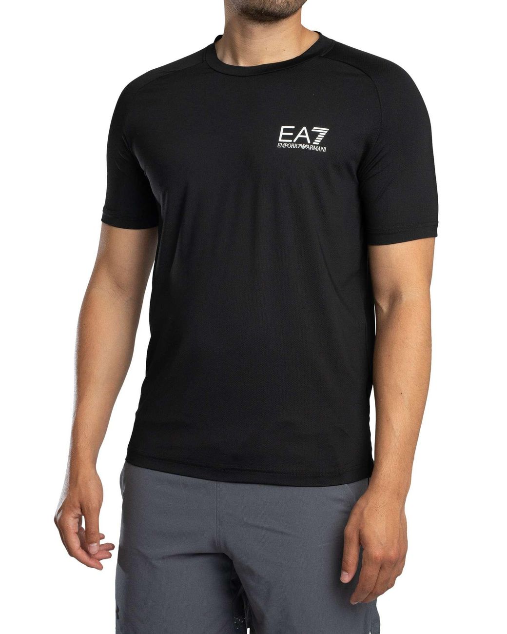 EA7 Black Ventus 7 Chest Logo T-Shirt for men