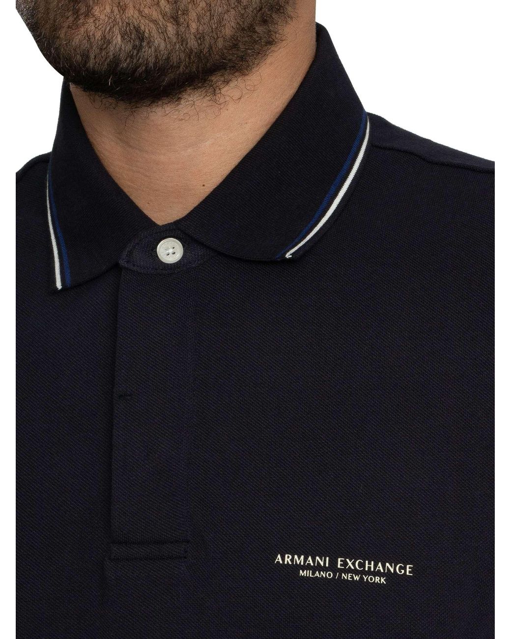 ARMANI EXCHANGE Blue Logo Polo Shirt for men