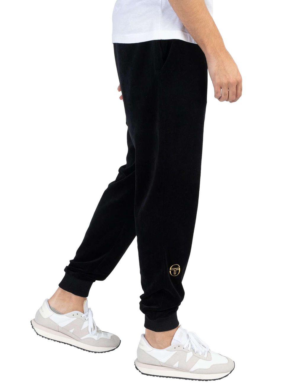 Sergio Tacchini Black Court Velour Track Joggers for men