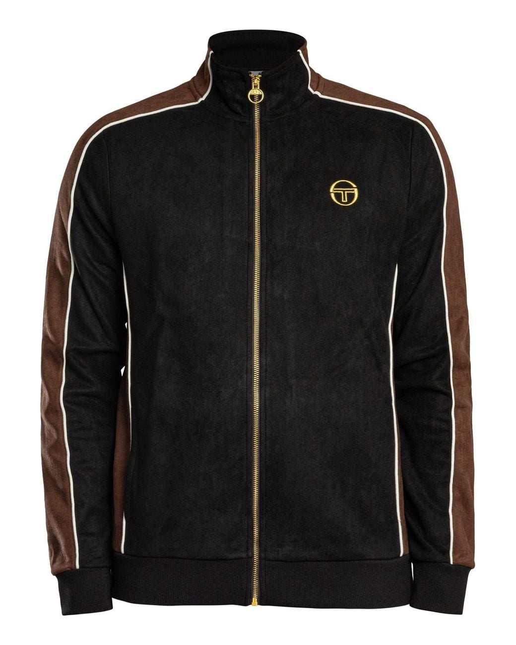 Sergio Tacchini Black Contrasto Suede Track Jacket for men