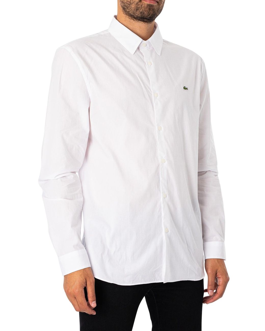 Lacoste Slim Fit Shirt in White for Men Lyst UK