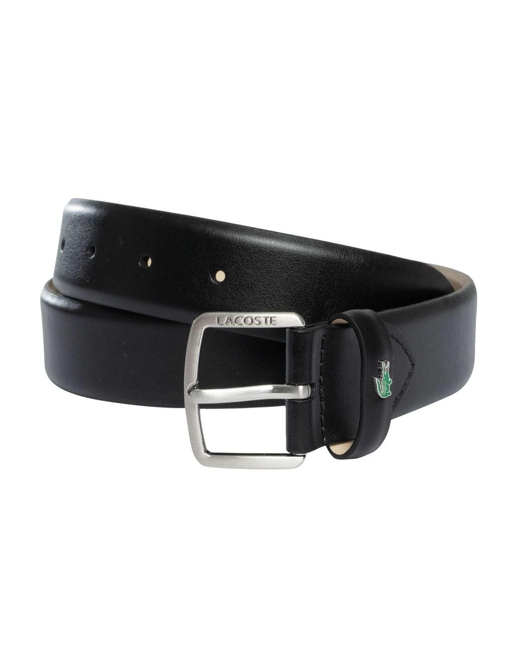 Lacoste Black Split Leather Belt for men
