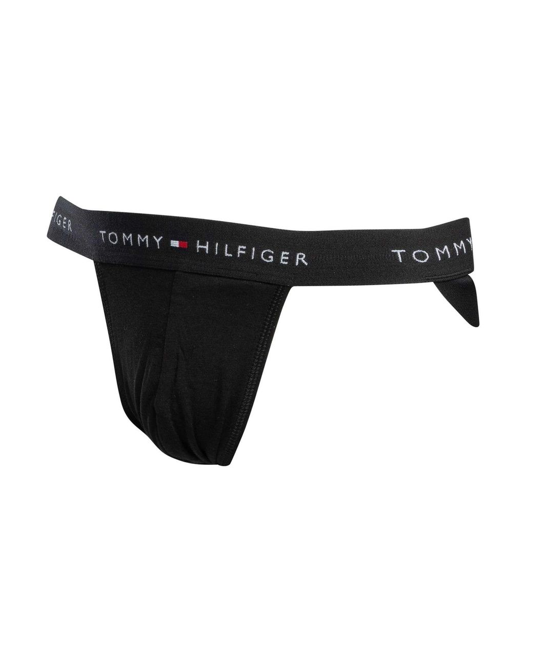 Tommy Hilfiger Black 3 Pack Signature Cotton Essentials Jockstrap for men