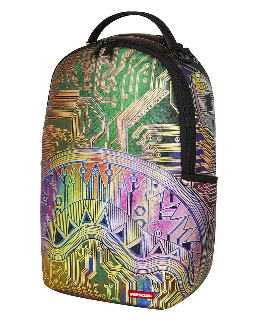 Sprayground Green 20l Circuit Board Shark Backpack for men