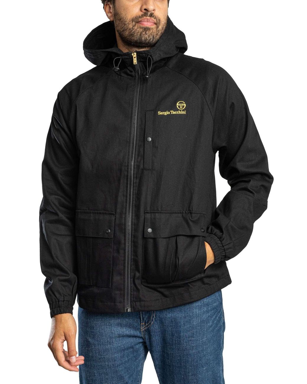 Sergio Tacchini Black Mancini Hooded Jacket for men