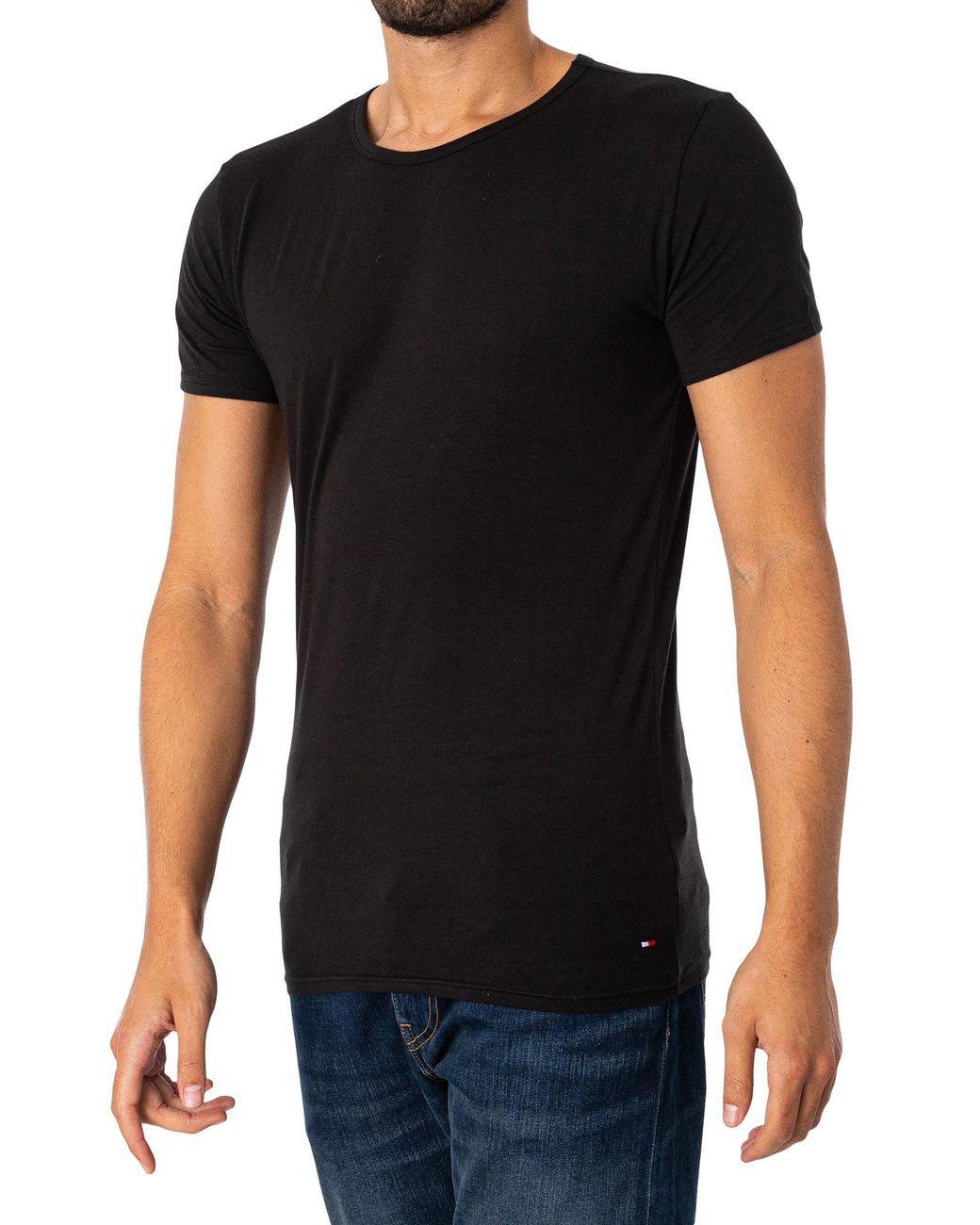 Tommy Hilfiger S Clothes - Shirt - Stretch Crew Neck Tee - 3 Pack - Black -  Size for Men | Lyst