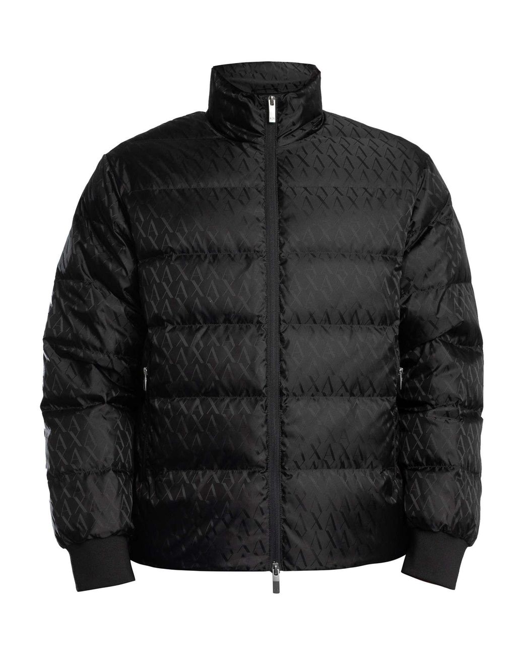 ARMANI EXCHANGE Black Logo Pattern Puffer Jacket for men