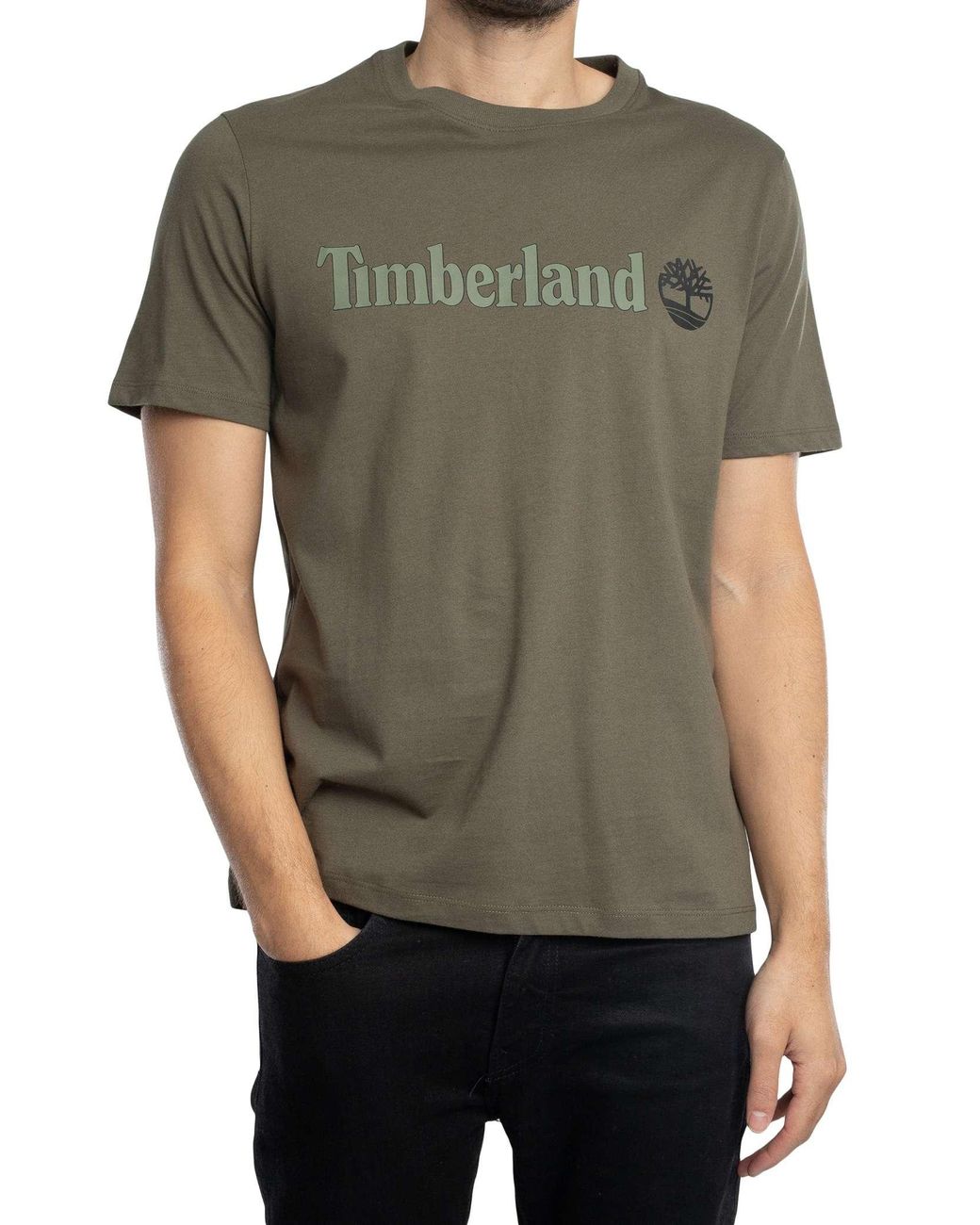 Timberland Green Linear Logo T-Shirt for men