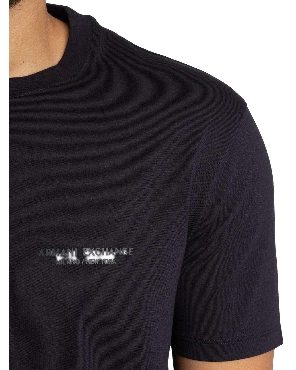 ARMANI EXCHANGE Black Raised Brand T-Shirt for men