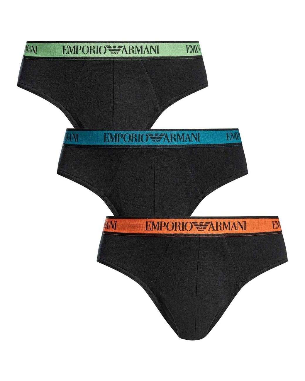 Emporio Armani Black 3 Pack Cotton Stretch Briefs for men