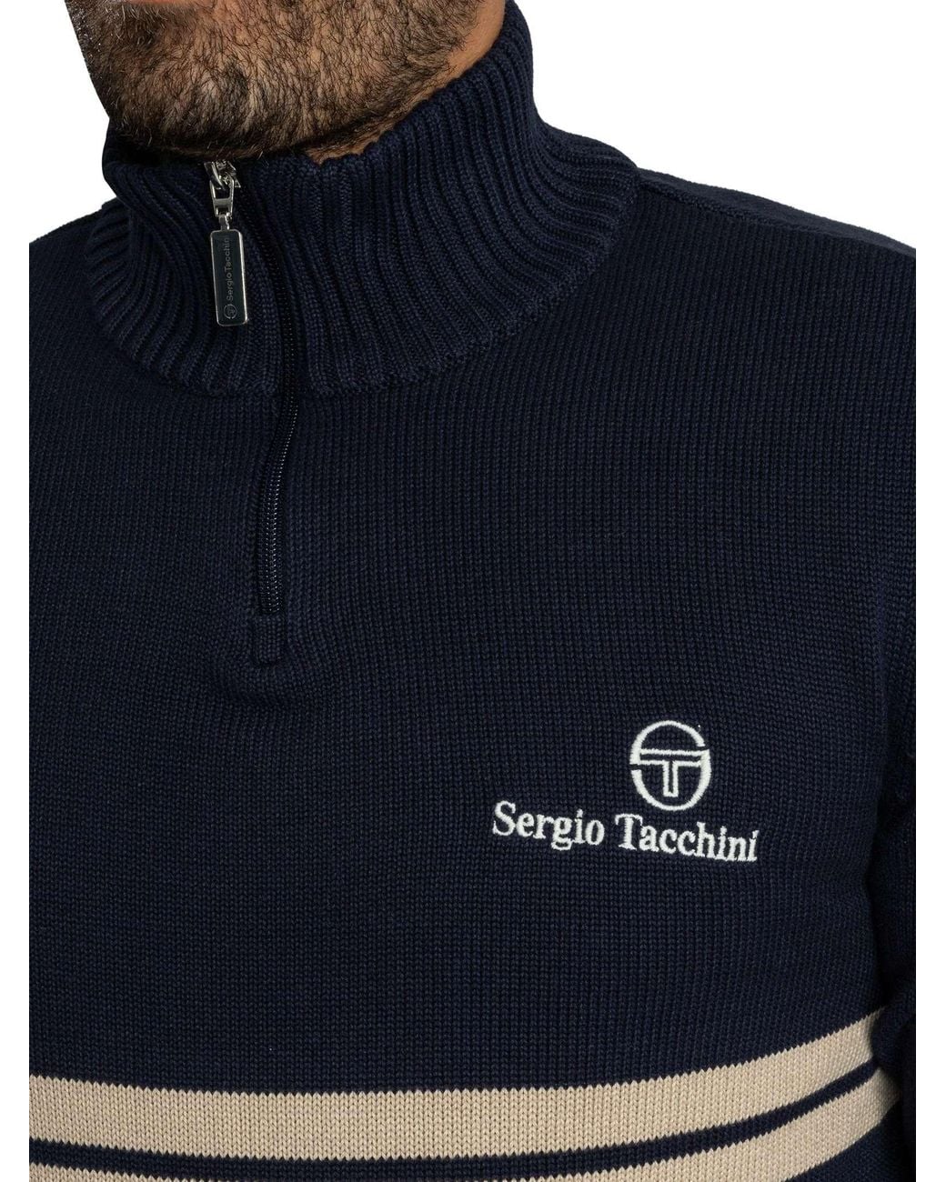 Sergio Tacchini Blue New Dallas 1/4 Zip Knit for men