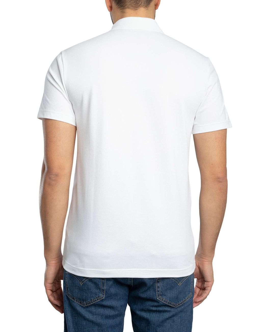 Lacoste White Regular Fit Cotton Blend Polo Shirt for men