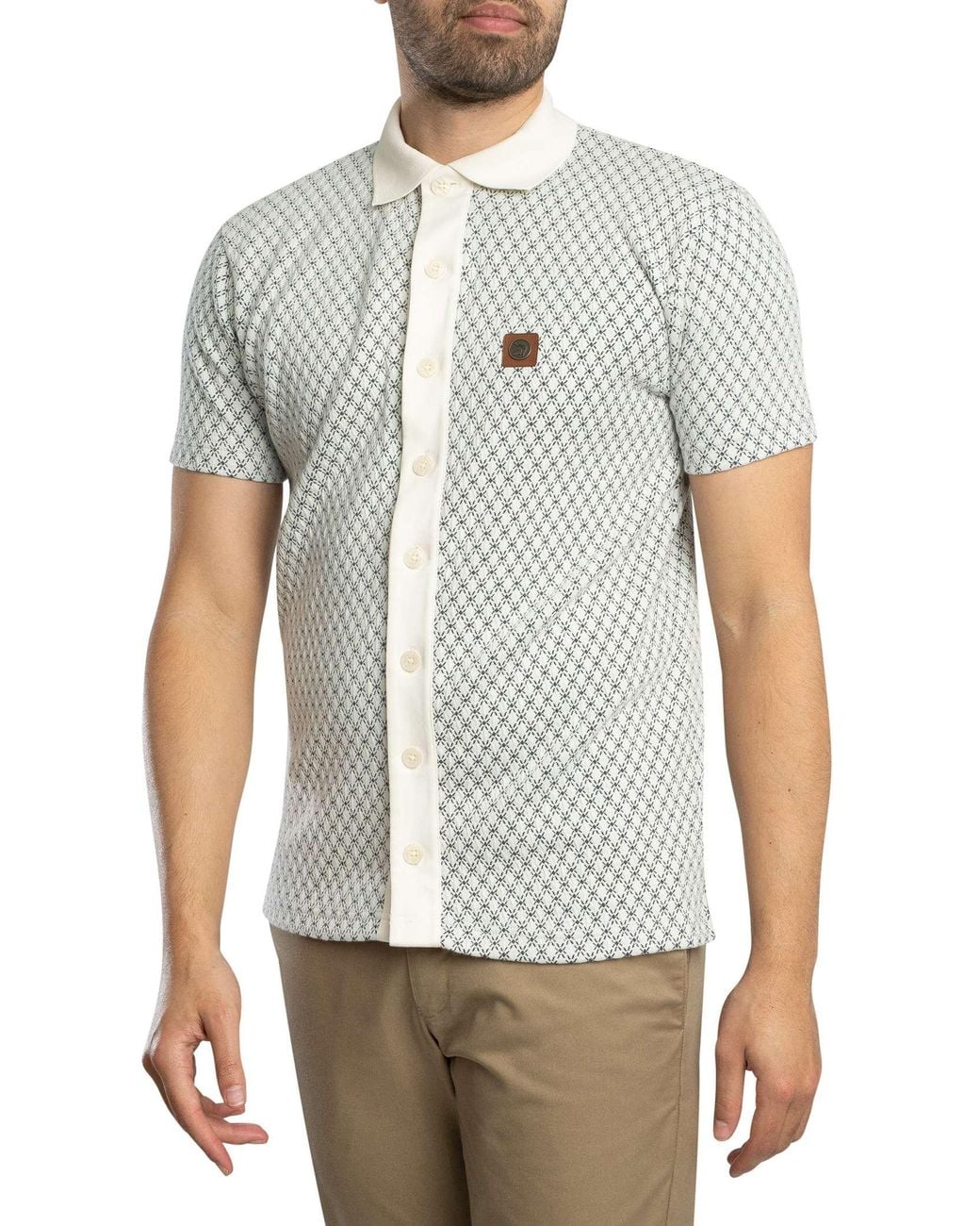 Trojan White Diamond Jacquard Polo Shirt for men