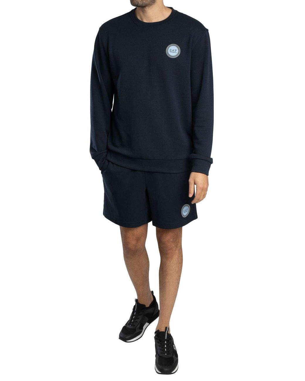 EA7 Blue Logo Patch Sweatshirt for men