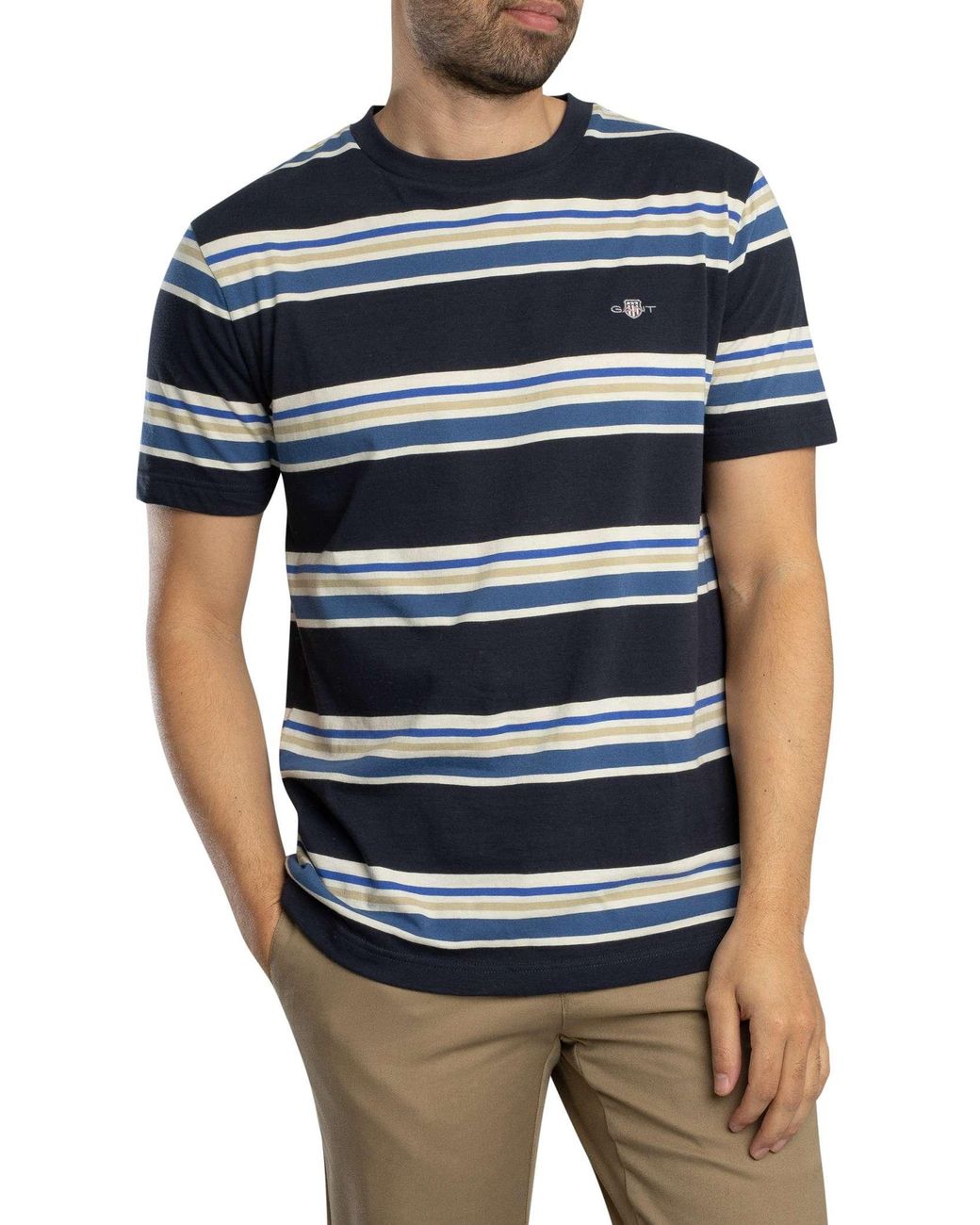 Gant Blue Multistripe T-Shirt for men