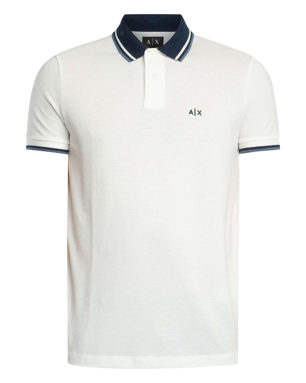 ARMANI EXCHANGE White Slim Fit Contrast Collar Polo Shirt for men