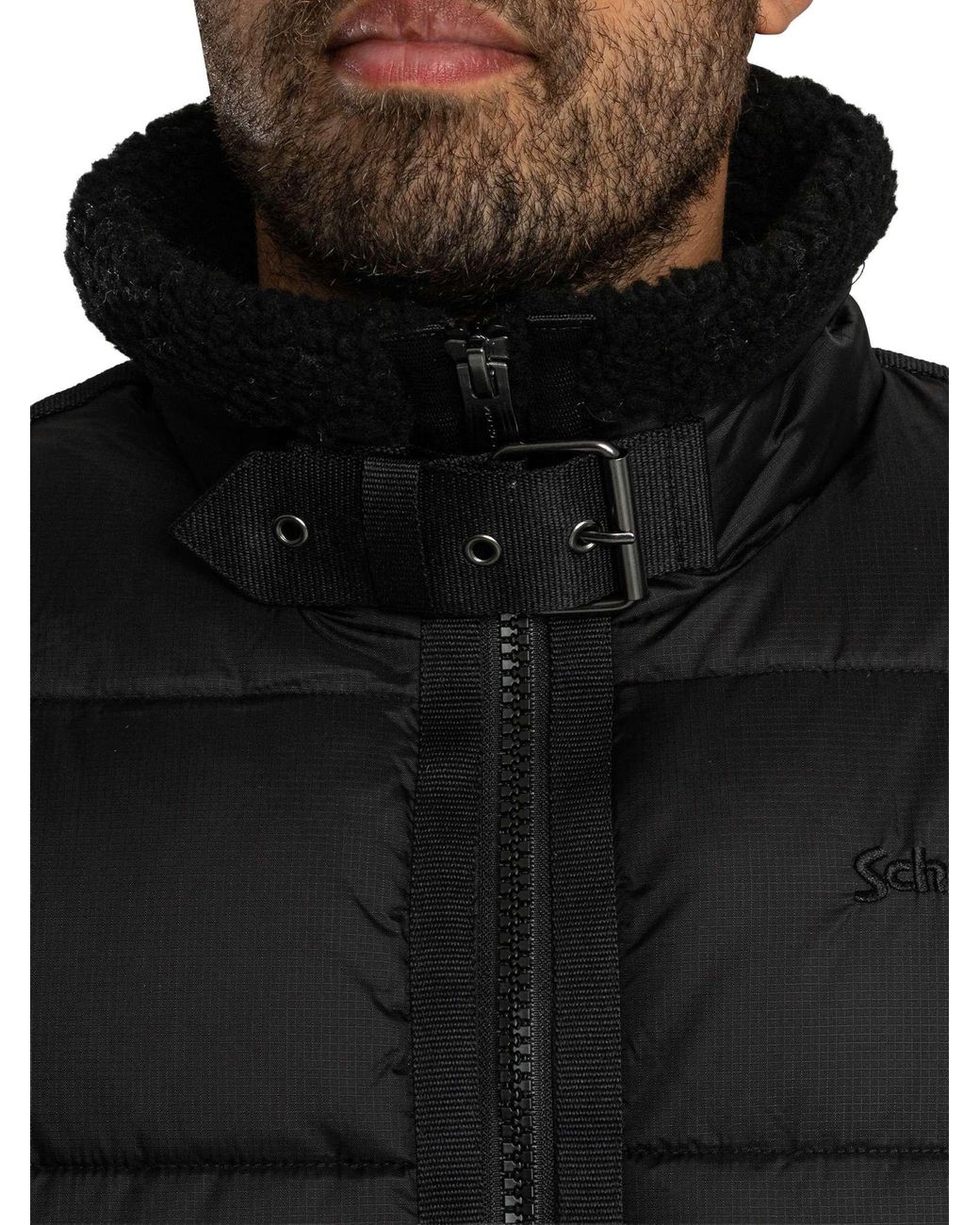 Schott Nyc Black Puffer Jacket for men
