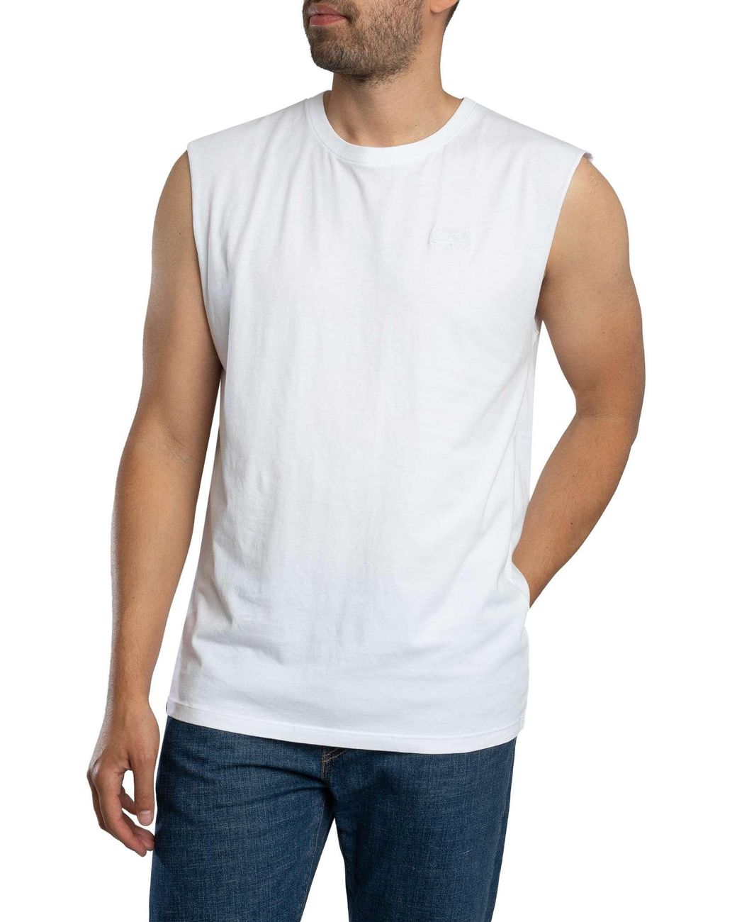 Superdry White Essential Logo Tank Top for men