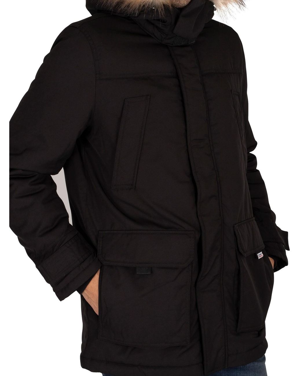 Tommy Hilfiger Tech Parka Jacket in Black for Men | Lyst