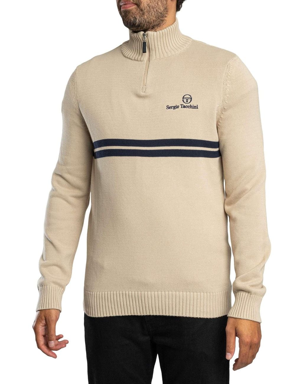 Sergio Tacchini Natural New Dallas 1/4 Zip Knit for men