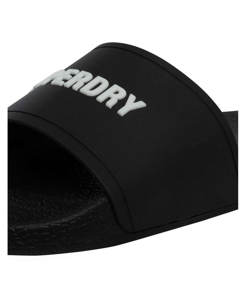 Superdry Black Premium Graphic Pool Sliders for men