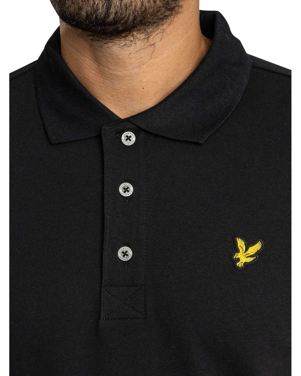Lyle & Scott Black Plain Polo Shirt for men