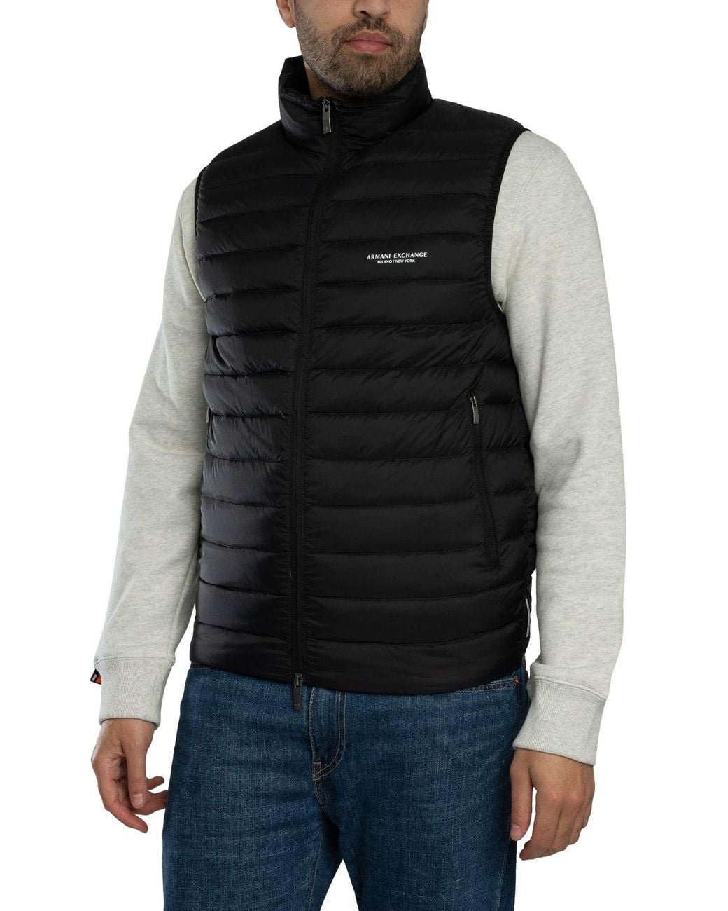 ARMANI EXCHANGE Black Logo Gilet for men
