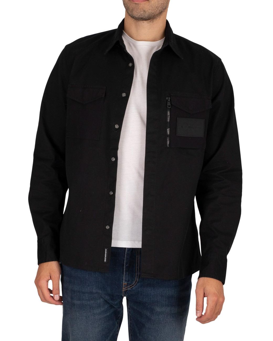 Calvin Klein Minimal Utility Overshirt in Black for Men | Lyst Canada