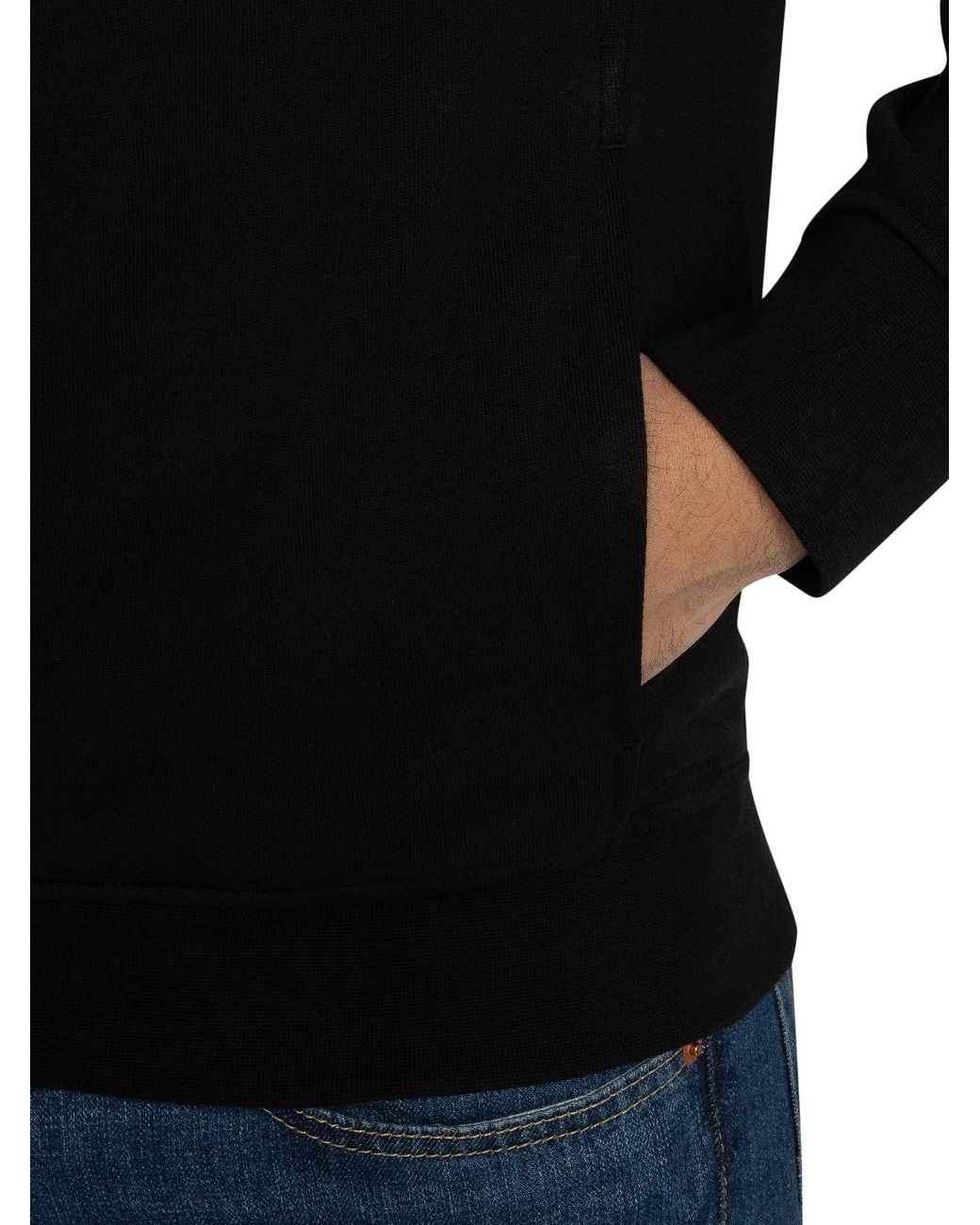 ARMANI EXCHANGE Black Chest Logo Zip Hoodie for men