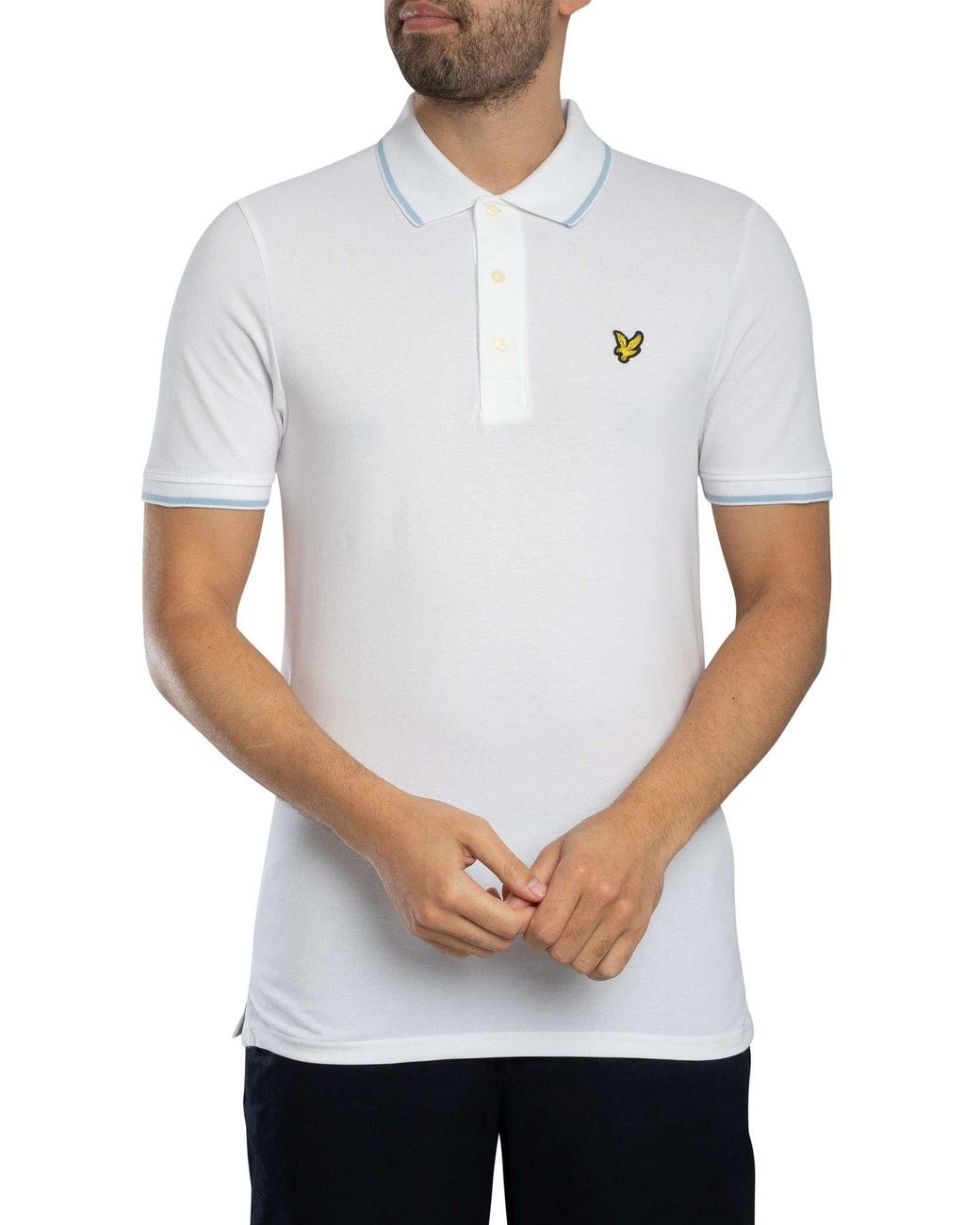 Lyle & Scott White Tipped Polo Shirt for men