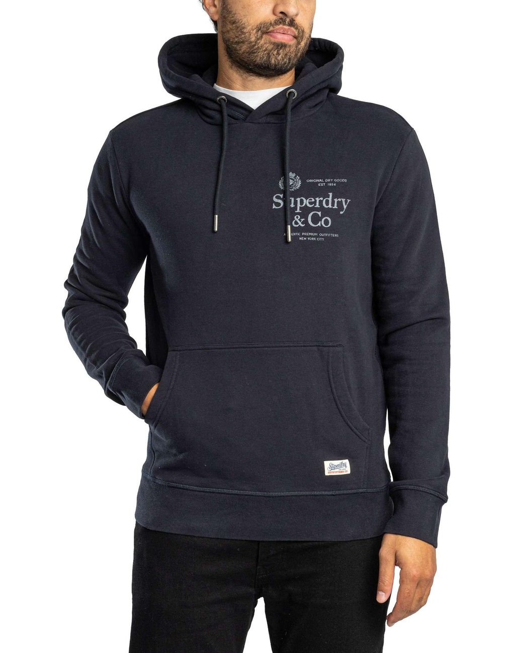 Superdry Blue 1954 Company Relaxed Pullover Hoodie for men