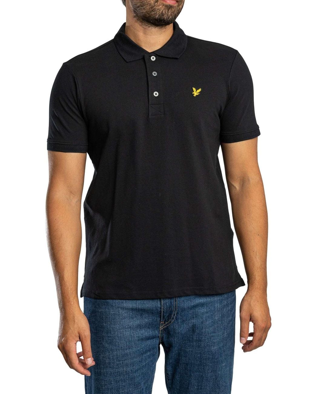 Lyle & Scott Black Plain Polo Shirt for men