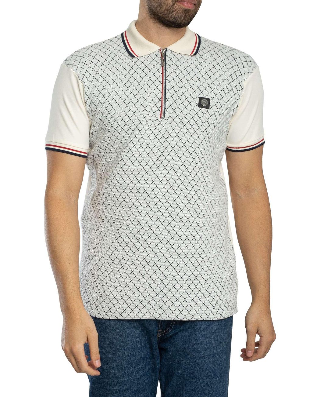 Trojan Gray Ottoman Jacquard Panel Polo Shirt for men
