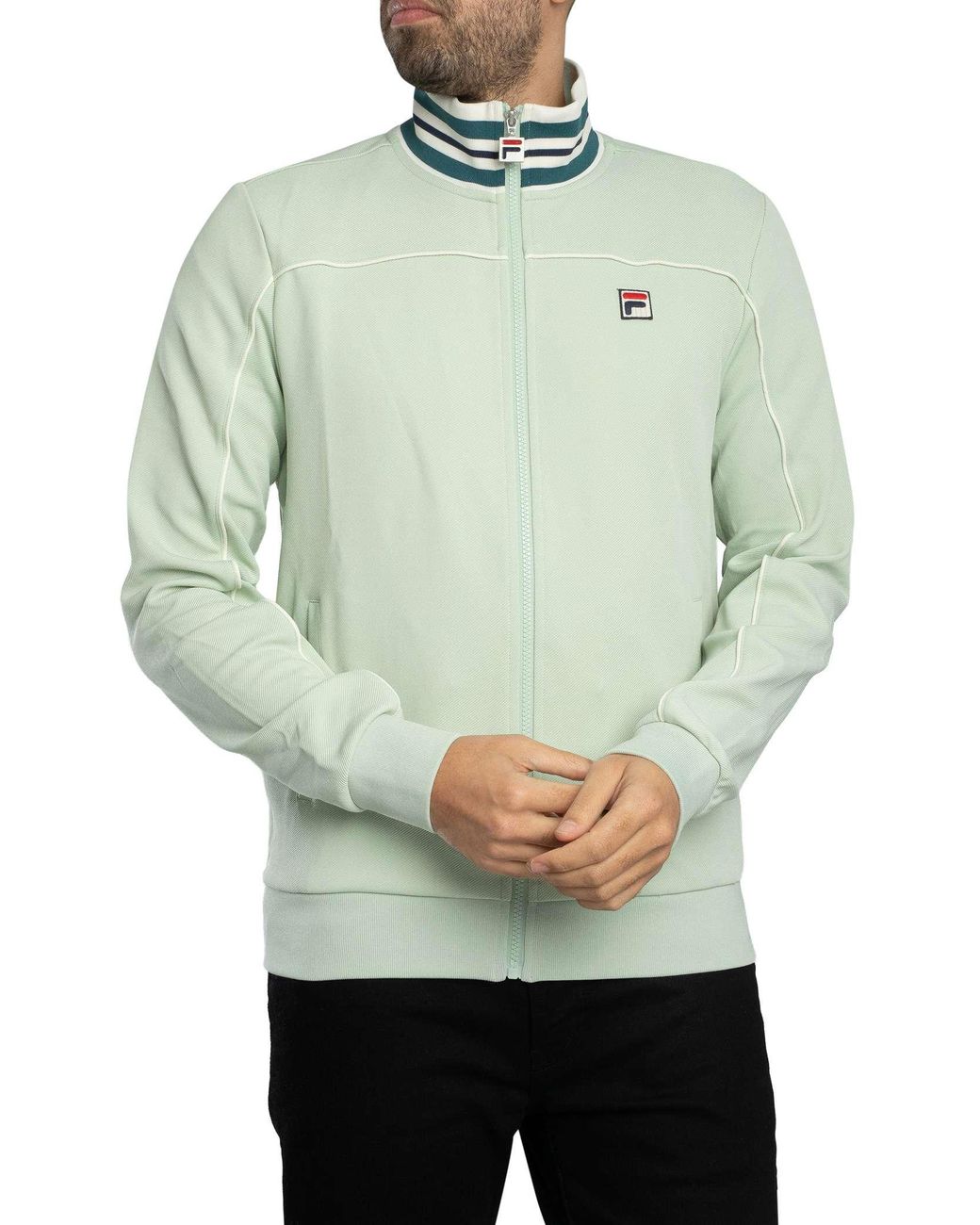 Fila Green Federico Tipped Neck Track Jacket for men