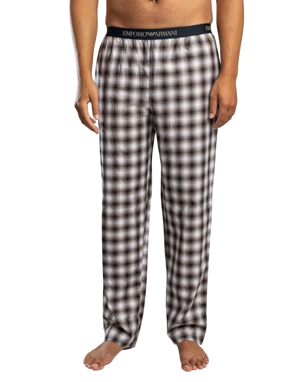 Emporio Armani Blue Big Check Longsleeved Pyjama Set for men