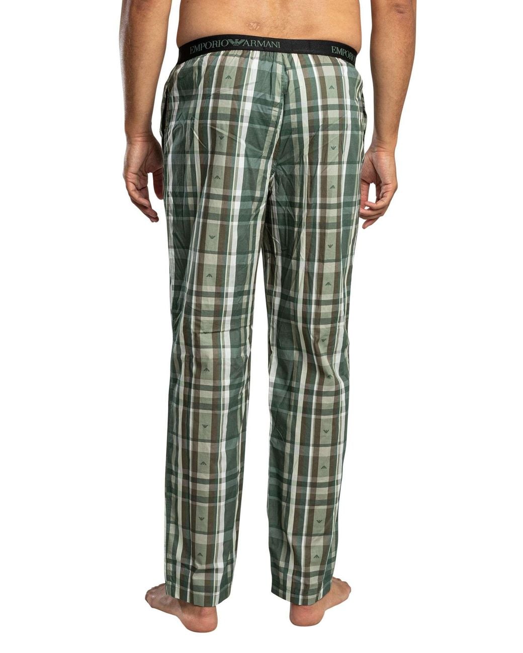 Emporio Armani Black Check Eagle Longsleeved Pyjama Set for men