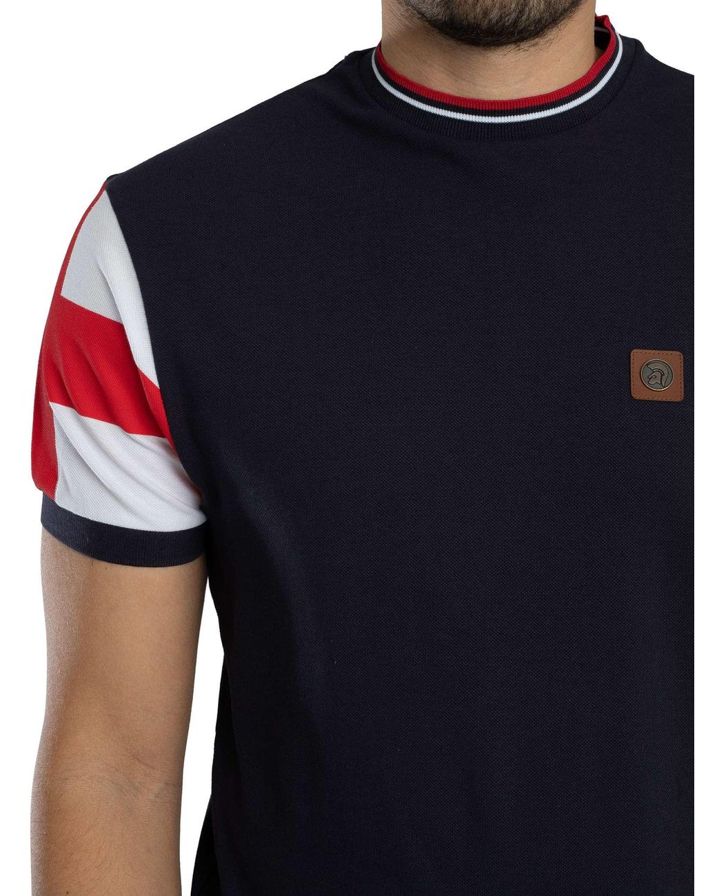 Trojan Blue Flag Print Pique T-Shirt for men