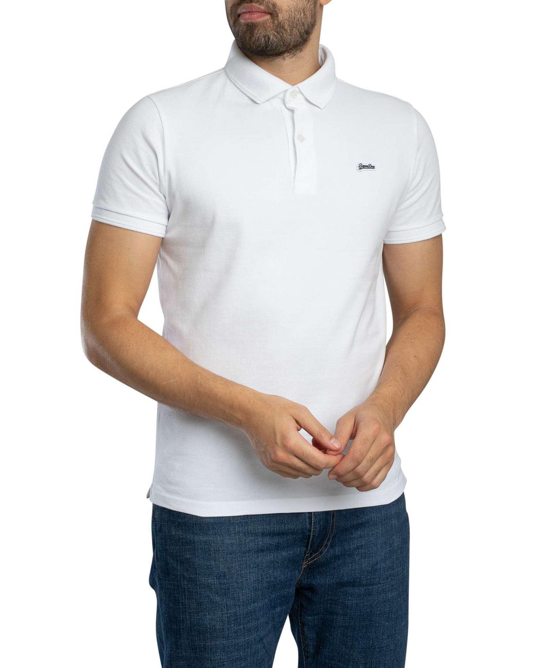 Superdry White Classic Pique Polo Shirt for men