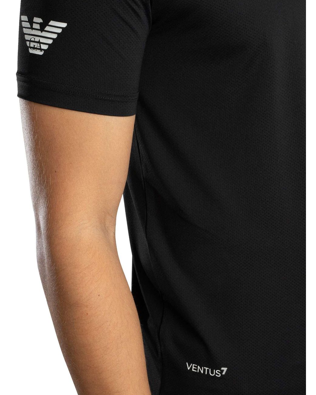 EA7 Black Ventus 7 Chest Logo T-Shirt for men