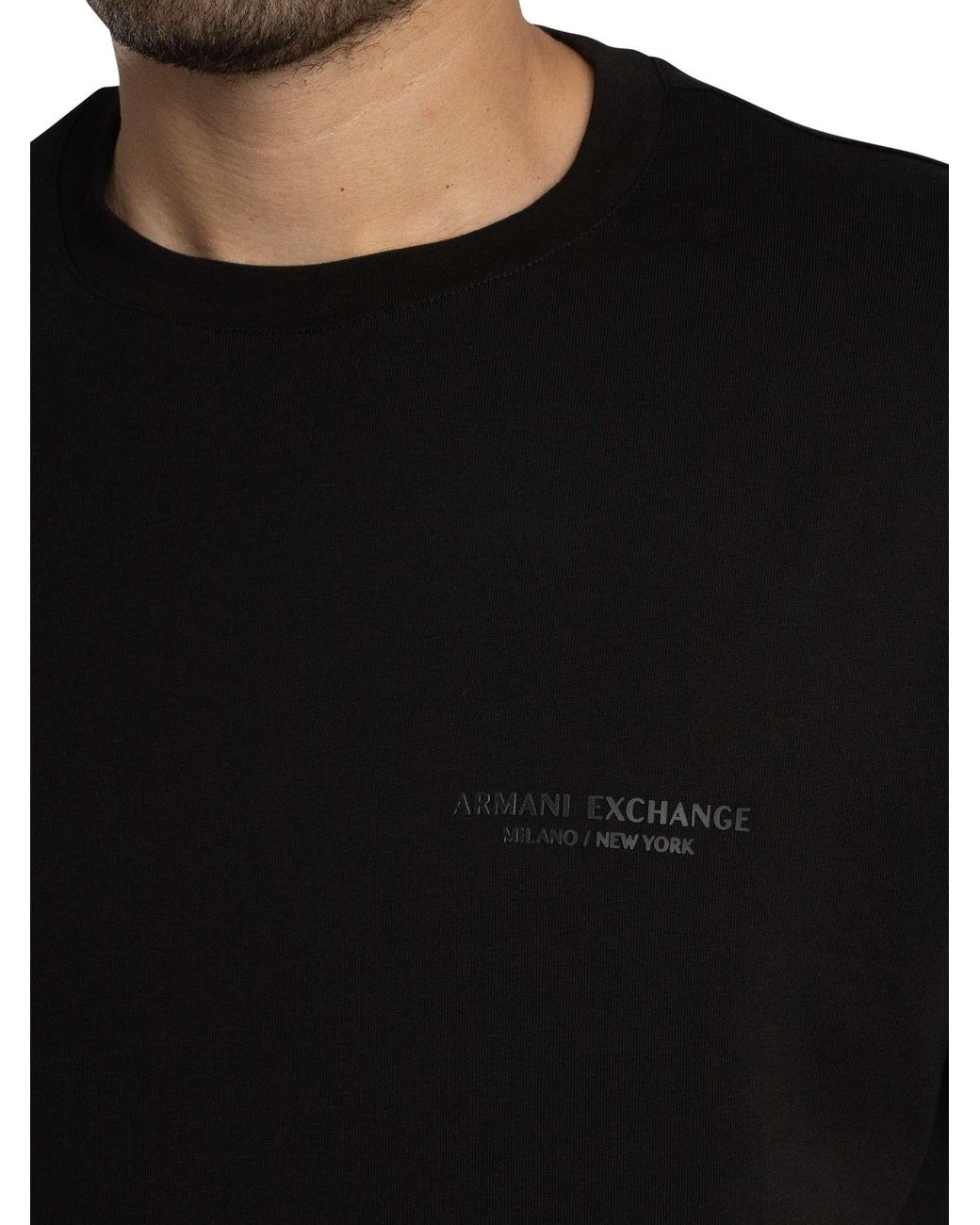 ARMANI EXCHANGE Black Brand Chest T-shirt for men