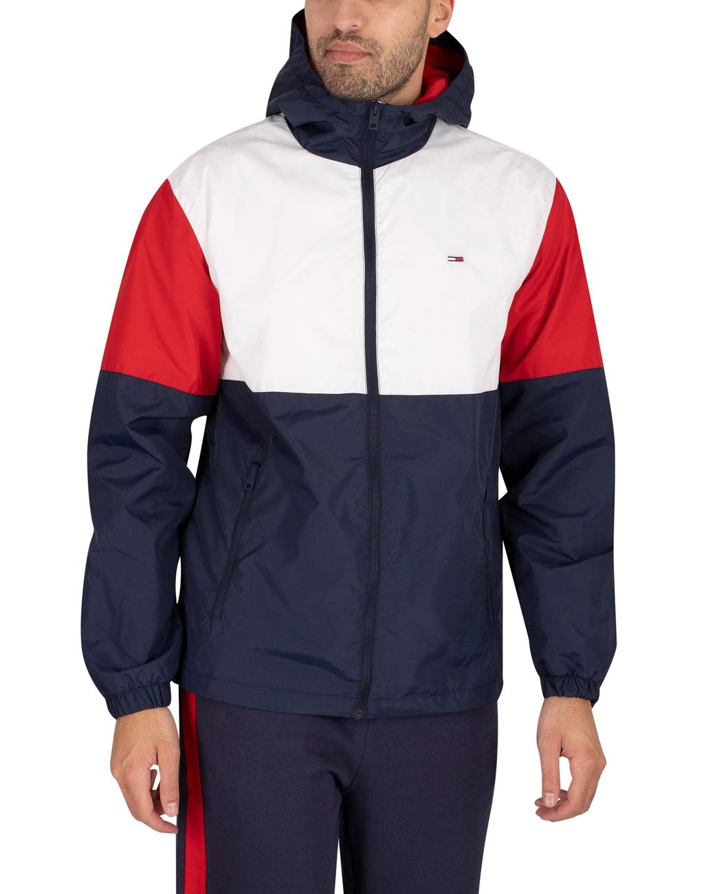 Tommy Hilfiger Synthetic Nylon Colourblock Windbreaker Jacket in White for  Men | Lyst