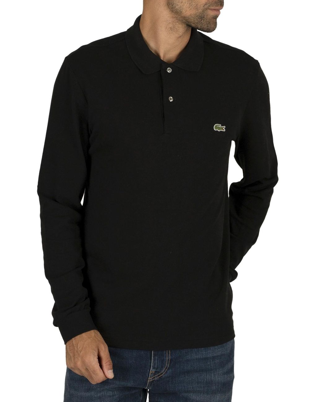 Lacoste Cotton Longsleeved Polo Shirt in Black for Men Lyst