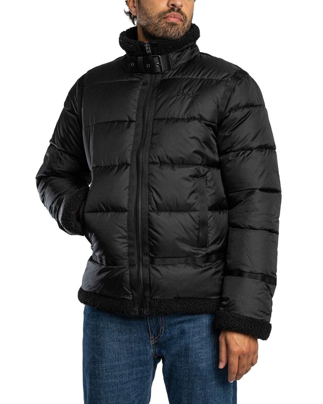 Schott Nyc Black Puffer Jacket for men