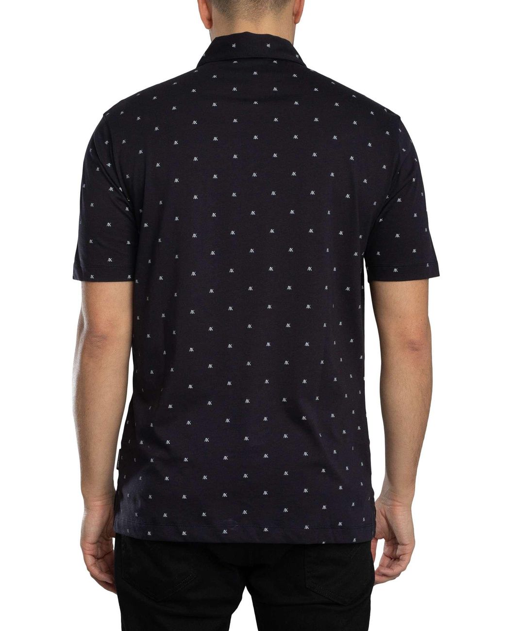 ARMANI EXCHANGE Black Logo Pattern Polo Shirt for men