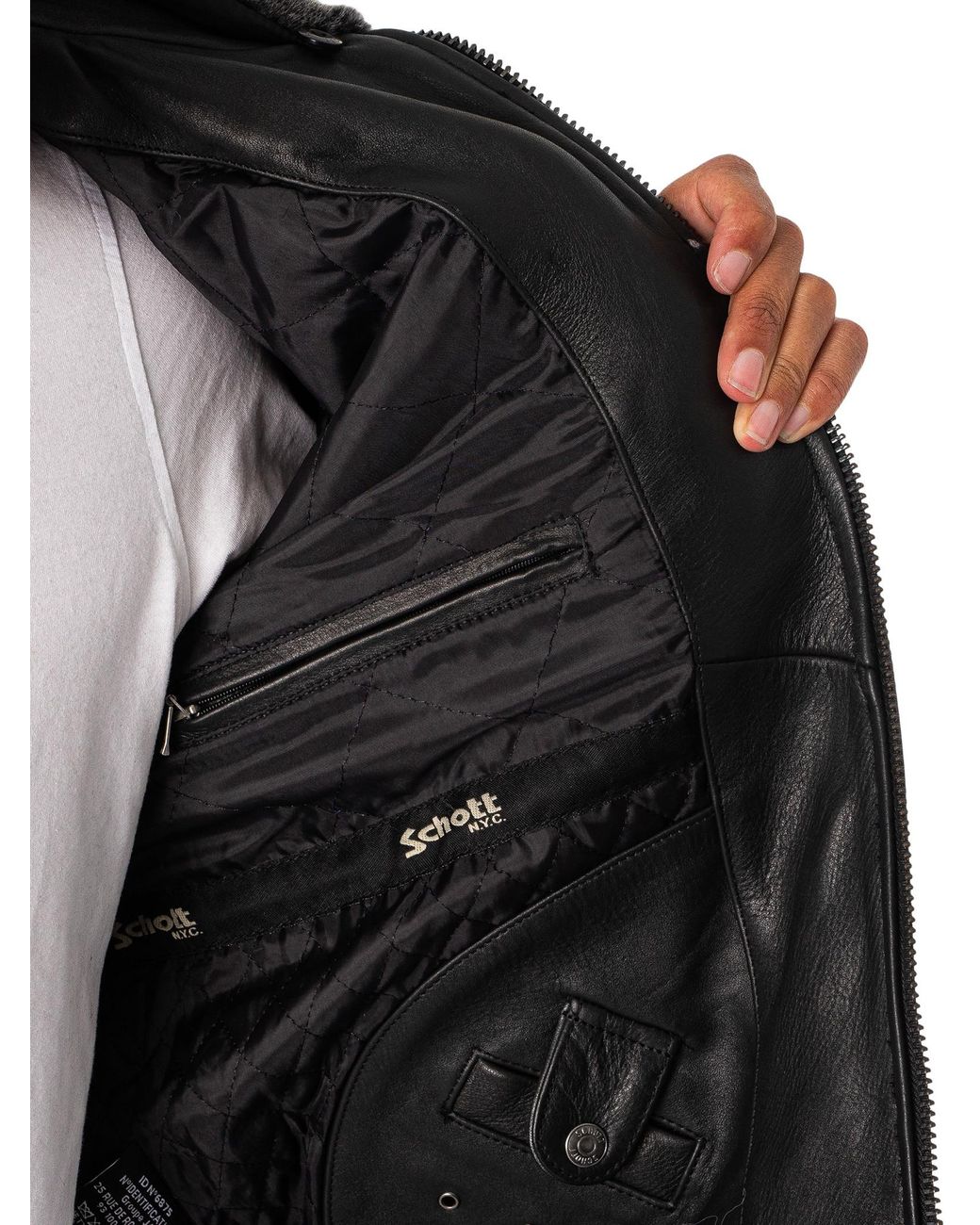 Schott Nyc Black Leather Flight Jacket for men